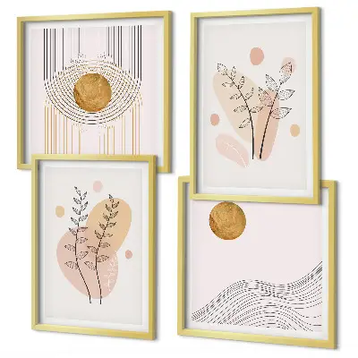 Wanddeko-Set mit minimalistischen Pflanzenzeichnungen