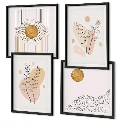 Wanddeko-Set mit minimalistischen Pflanzenzeichnungen
