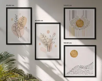 Wanddeko-Set mit minimalistischen Pflanzenzeichnungen