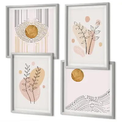 Wanddeko-Set mit minimalistischen Pflanzenzeichnungen