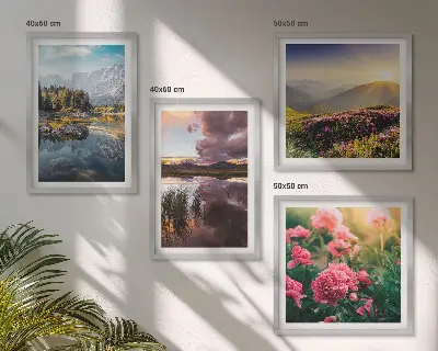 Wanddeko-Set mit Motiven von Blumengarten, Bergwiese und Wasser