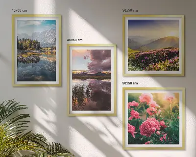 Wanddeko-Set mit Motiven von Blumengarten, Bergwiese und Wasser