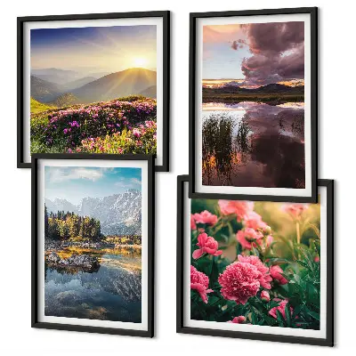 Wanddeko-Set mit Motiven von Blumengarten, Bergwiese und Wasser