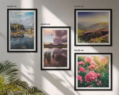 Wanddeko-Set mit Motiven von Blumengarten, Bergwiese und Wasser