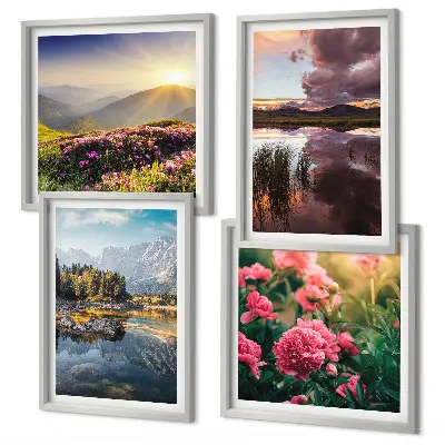 Wanddeko-Set mit Motiven von Blumengarten, Bergwiese und Wasser