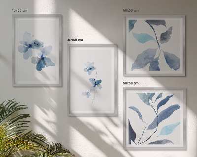 Polyptychon mit rahmen Minimalistische blaue Blumen