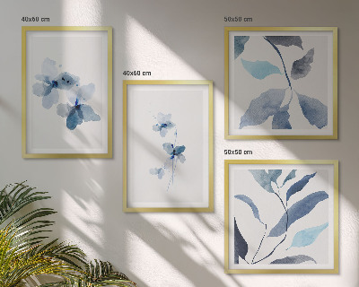Polyptychon mit rahmen Minimalistische blaue Blumen