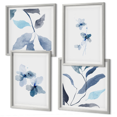 Polyptychon mit rahmen Minimalistische blaue Blumen