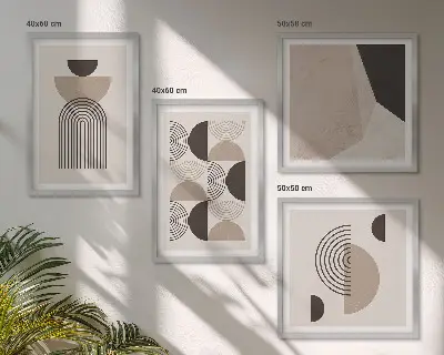Abstrakte geometrische Muster als Polyptychon mit Rahmen