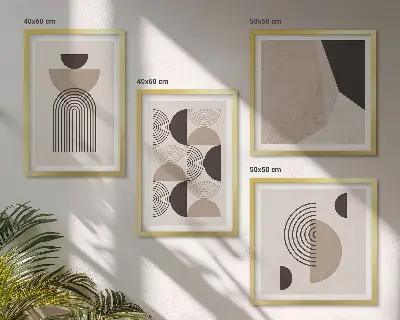 Abstrakte geometrische Muster als Polyptychon mit Rahmen