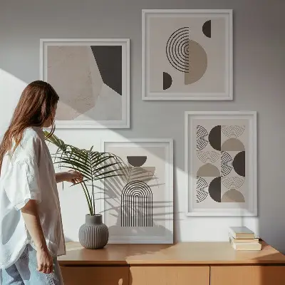 Abstrakte geometrische Muster als Polyptychon mit Rahmen