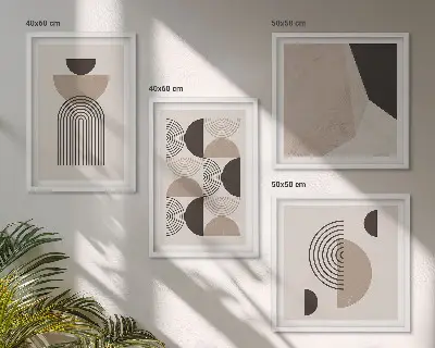 Abstrakte geometrische Muster als Polyptychon mit Rahmen