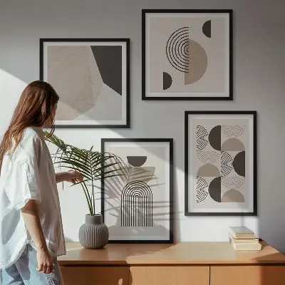 Abstrakte geometrische Muster als Polyptychon mit Rahmen
