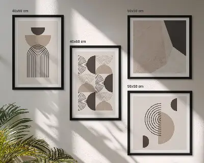 Abstrakte geometrische Muster als Polyptychon mit Rahmen