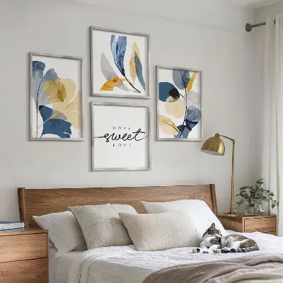 Aquarell Pflanzenmotive als Polyptychon mit Rahmen