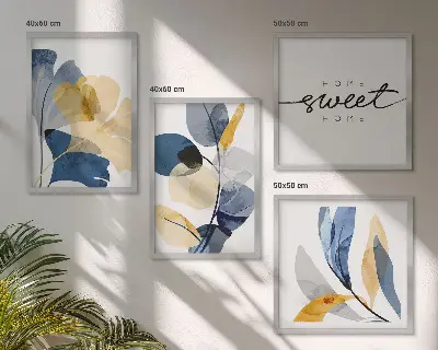 Aquarell Pflanzenmotive als Polyptychon mit Rahmen