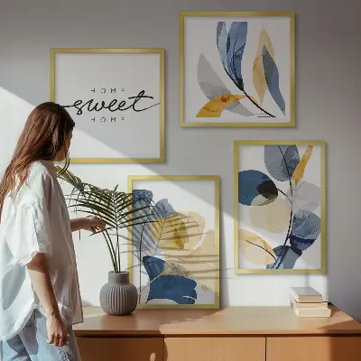 Aquarell Pflanzenmotive als Polyptychon mit Rahmen