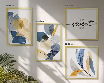 Aquarell Pflanzenmotive als Polyptychon mit Rahmen