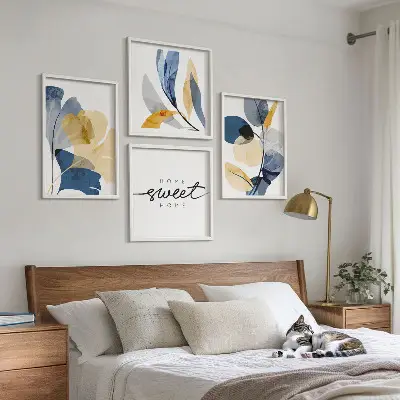 Aquarell Pflanzenmotive als Polyptychon mit Rahmen
