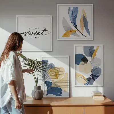 Aquarell Pflanzenmotive als Polyptychon mit Rahmen