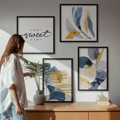 Aquarell Pflanzenmotive als Polyptychon mit Rahmen