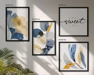 Aquarell Pflanzenmotive als Polyptychon mit Rahmen