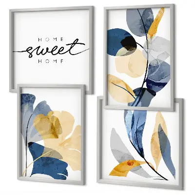 Aquarell Pflanzenmotive als Polyptychon mit Rahmen