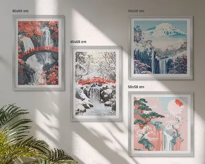 Wanddeko-Set mit Berglandschaften und Wasserfällen