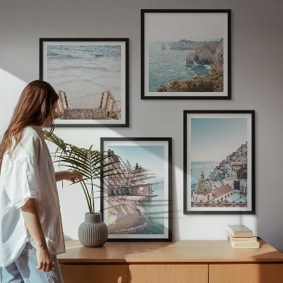 Polyptychon mit rahmen Sommerliche Strandansichten in Pastellfarben