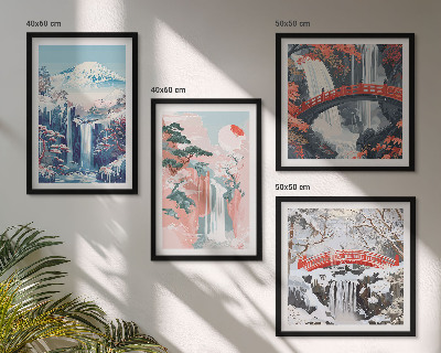 Wanddeko-set Wasserfälle, Berge, Brücken, Bäume
