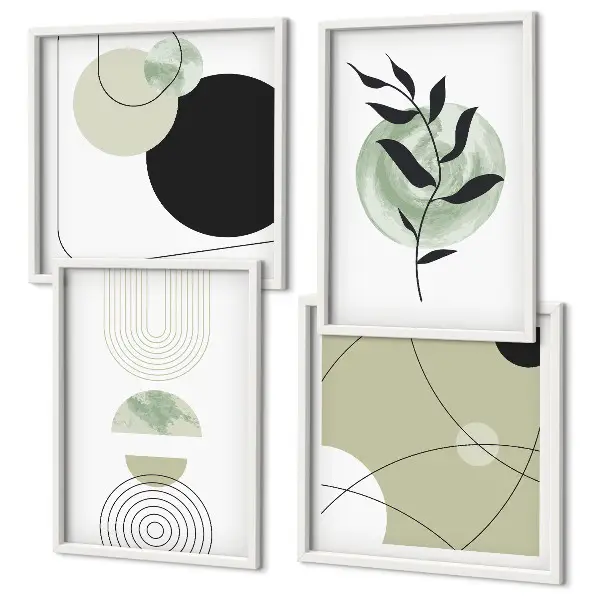 Wanddeko-Set mit abstrakten Pflanzenmotiven