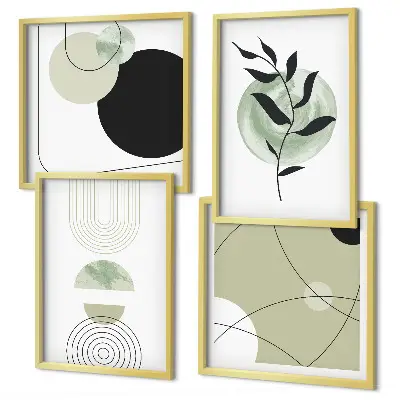 Wanddeko-Set mit abstrakten Pflanzenmotiven
