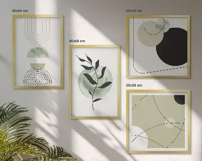 Wanddeko-Set mit abstrakten Pflanzenmotiven