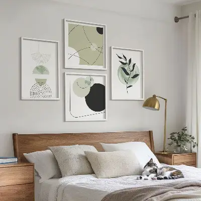 Wanddeko-Set mit abstrakten Pflanzenmotiven
