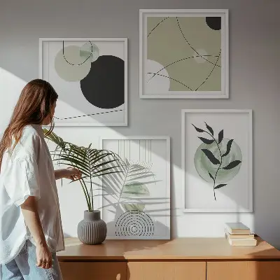 Wanddeko-Set mit abstrakten Pflanzenmotiven
