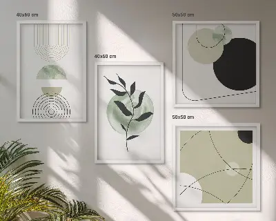 Wanddeko-Set mit abstrakten Pflanzenmotiven