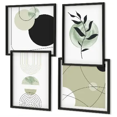 Wanddeko-Set mit abstrakten Pflanzenmotiven
