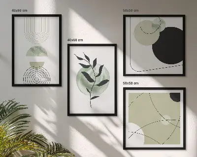 Wanddeko-Set mit abstrakten Pflanzenmotiven