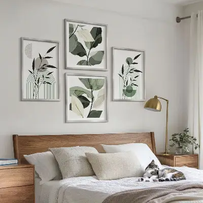 Boho-Pflanzenkompositionen polyptychon mit rahmen
