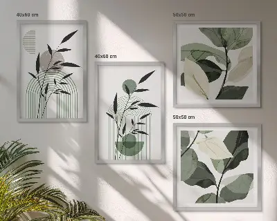 Boho-Pflanzenkompositionen polyptychon mit rahmen