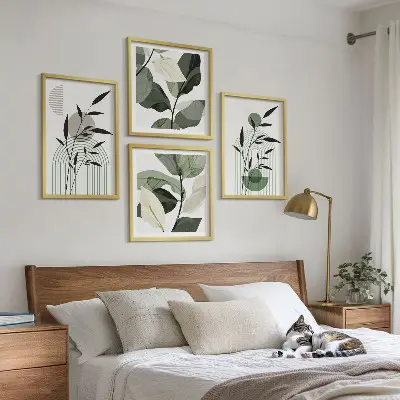 Boho-Pflanzenkompositionen polyptychon mit rahmen
