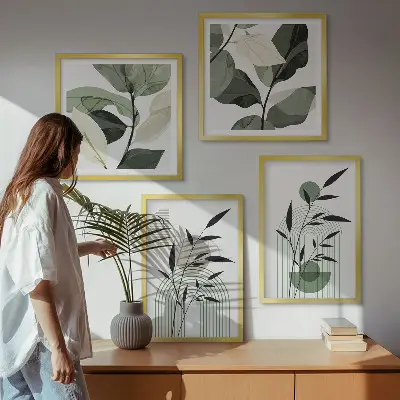 Boho-Pflanzenkompositionen polyptychon mit rahmen