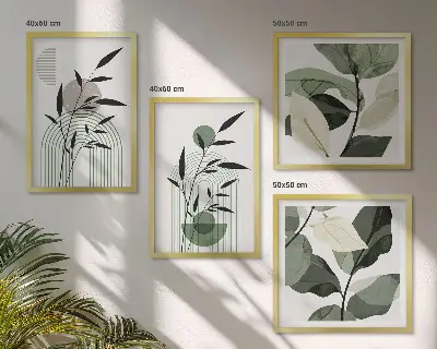 Boho-Pflanzenkompositionen polyptychon mit rahmen
