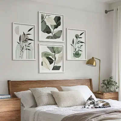 Boho-Pflanzenkompositionen polyptychon mit rahmen