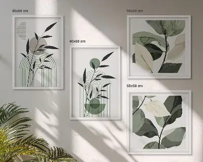 Boho-Pflanzenkompositionen polyptychon mit rahmen
