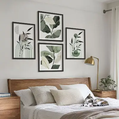 Boho-Pflanzenkompositionen polyptychon mit rahmen