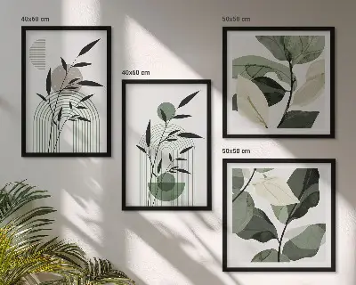 Boho-Pflanzenkompositionen polyptychon mit rahmen