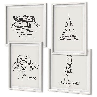 Polyptychon mit rahmen Haus am Wasser, Toastsegelboot
