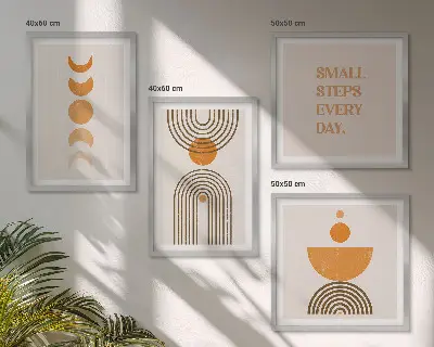 Wanddeko-Set mit minimalistischen Bohomustern