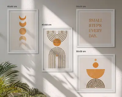 Wanddeko-Set mit minimalistischen Bohomustern